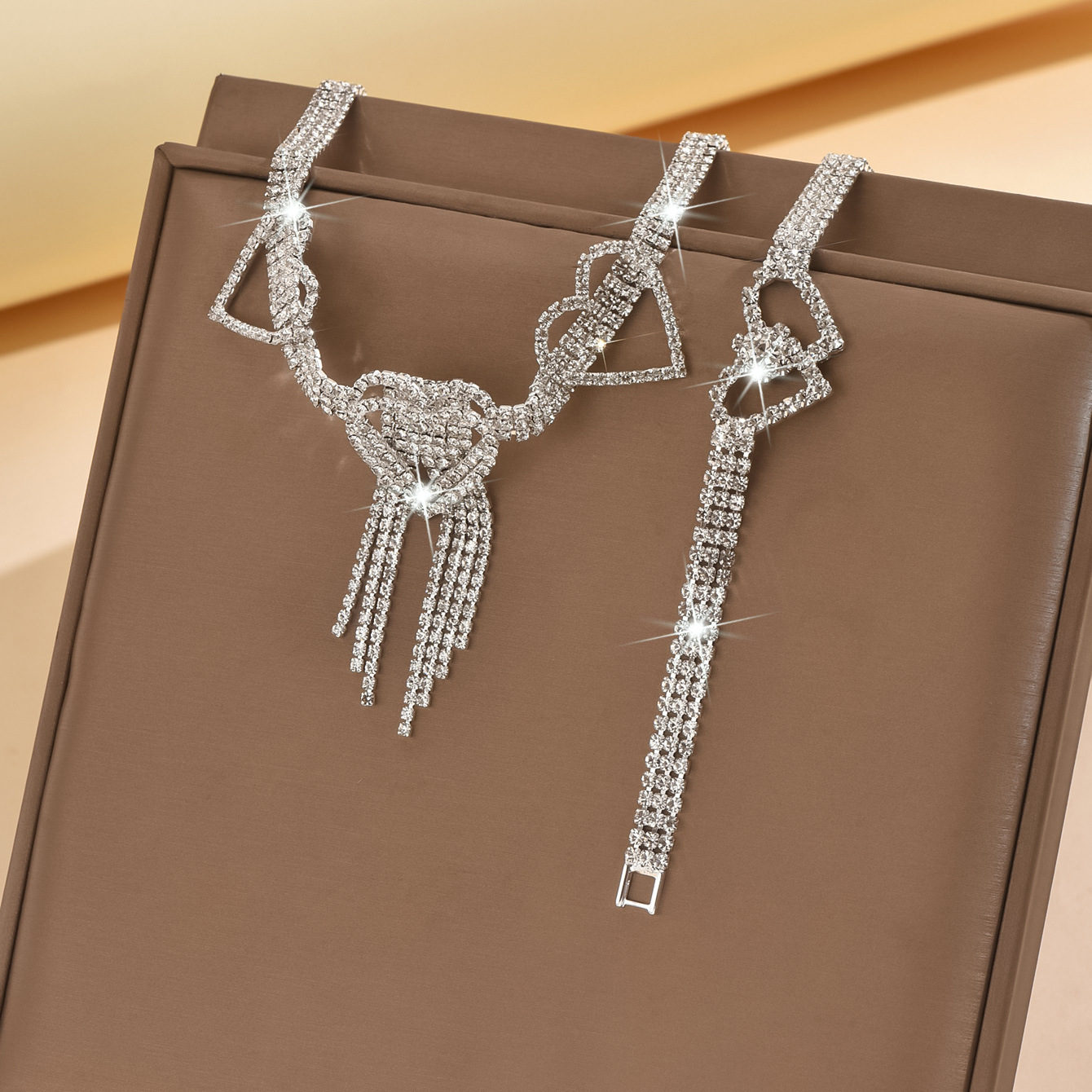 Womens Crystal Tassel Anklet With Rhinestone Dangle Charm Design